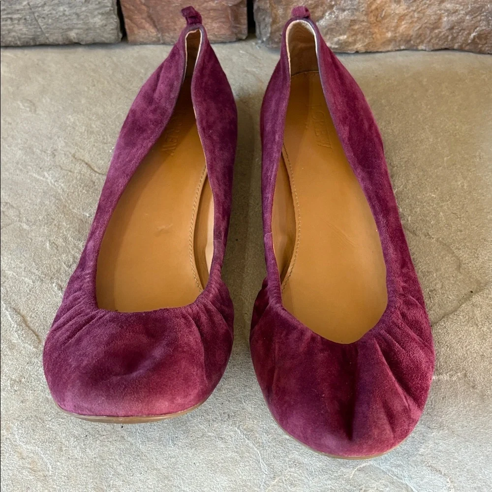 J Crew sz 9.5 plum colored suede flats